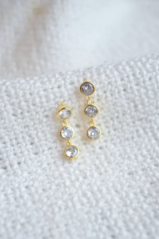 Dainty Tri-Diamond Earring sold by Valencia Boutique