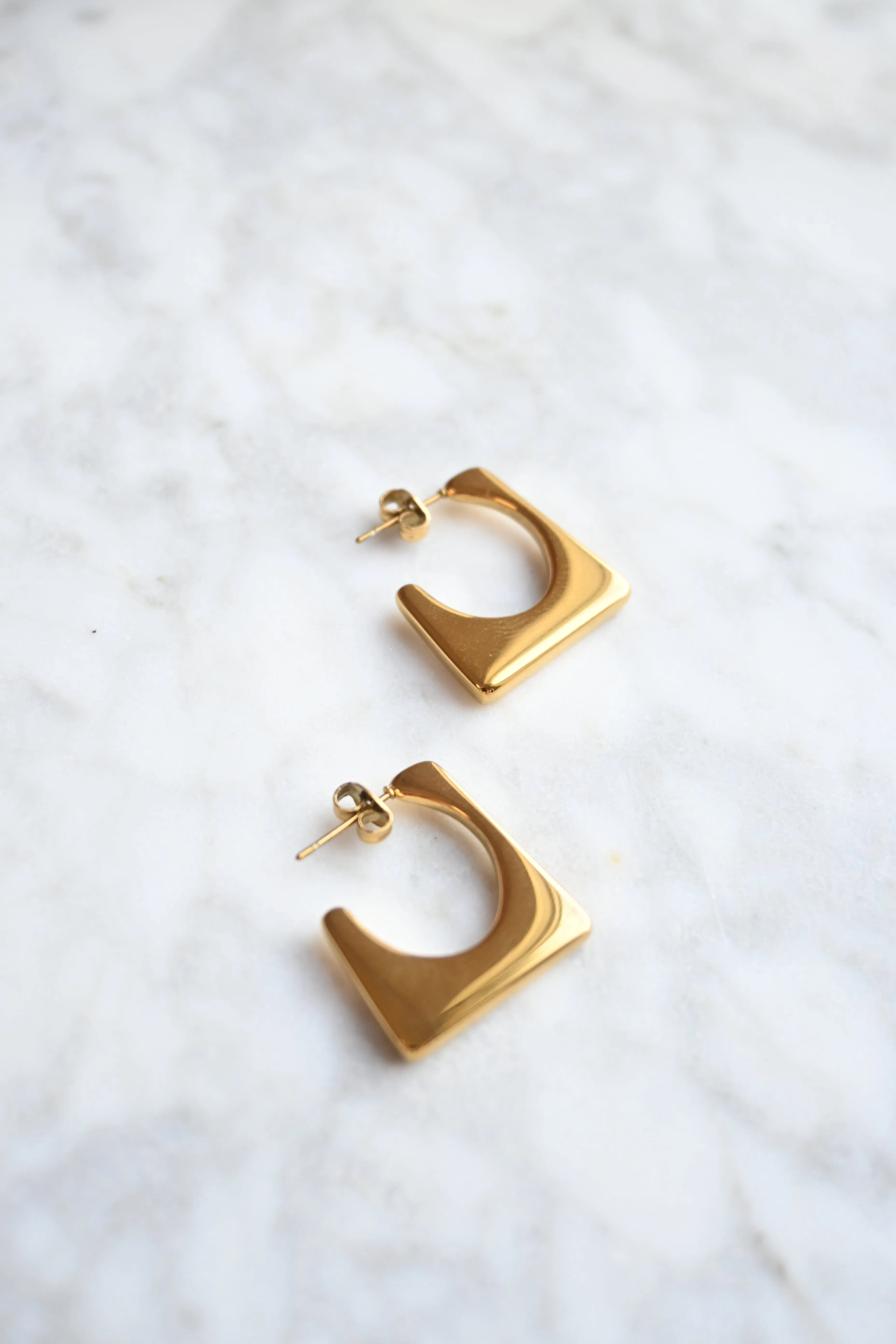 Geometric Square Hoop sold by Valencia Boutique