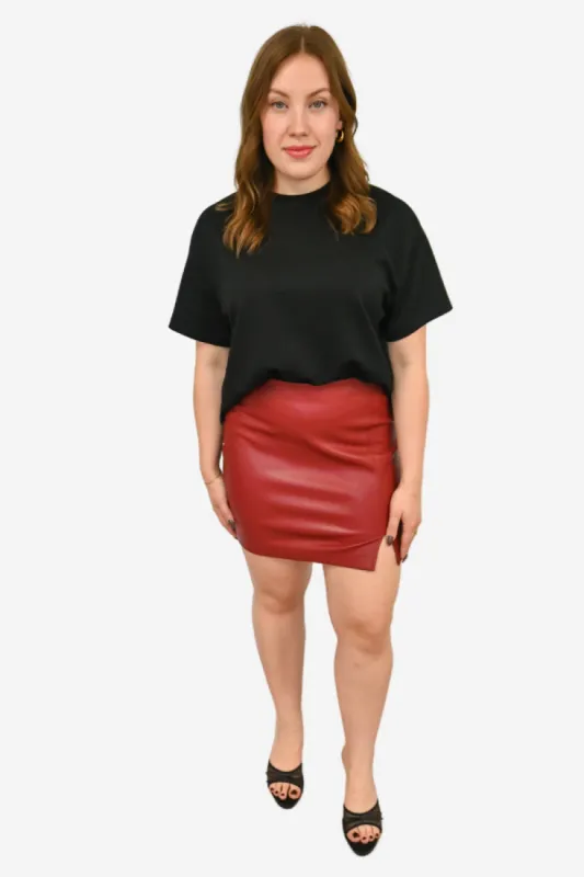 Faux Leather Mini Skirt sold by Valencia Boutique