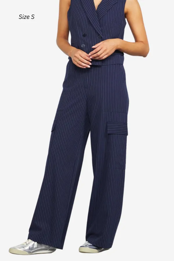 Pinstripe Cargo Pants sold by Valencia Boutique product image thumbnail 2