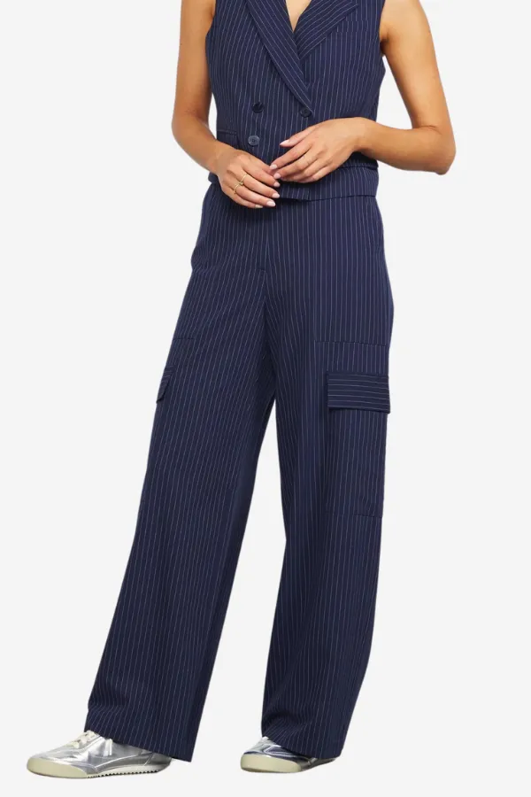 Pinstripe Cargo Pants sold by Valencia Boutique