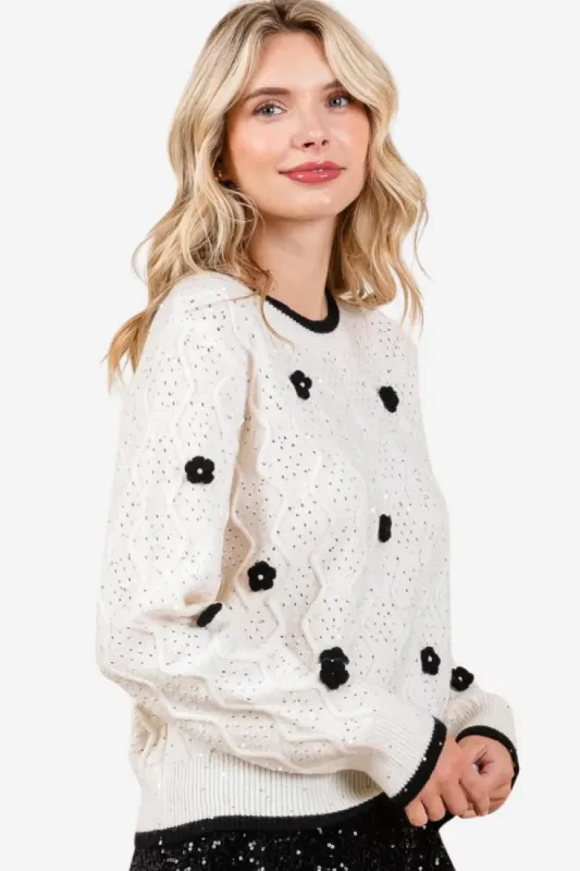 Floral Applique Pullover (S-3X) sold by Valencia Boutique