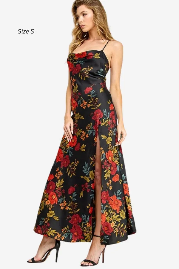 Low Back Floral Slip Dress sold by Valencia Boutique product image thumbnail 2