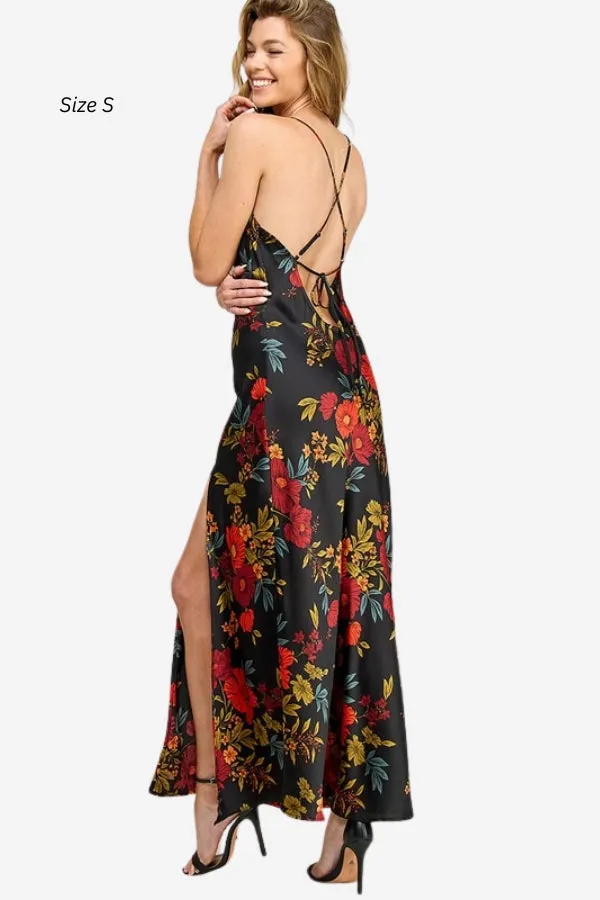Low Back Floral Slip Dress sold by Valencia Boutique product image thumbnail 3