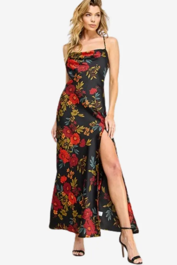 Low Back Floral Slip Dress sold by Valencia Boutique