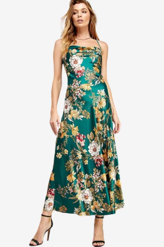 Low Back Floral Slip Dress sold by Valencia Boutique