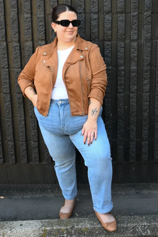 CURVE "Suede" Moto Jacket sold by Valencia Boutique