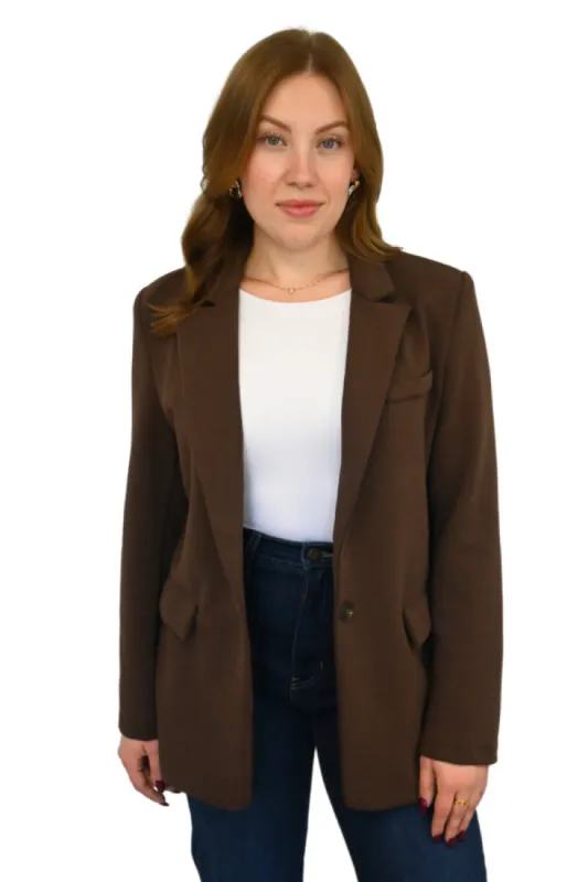 Chocolate Oversized Blazer sold by Valencia Boutique