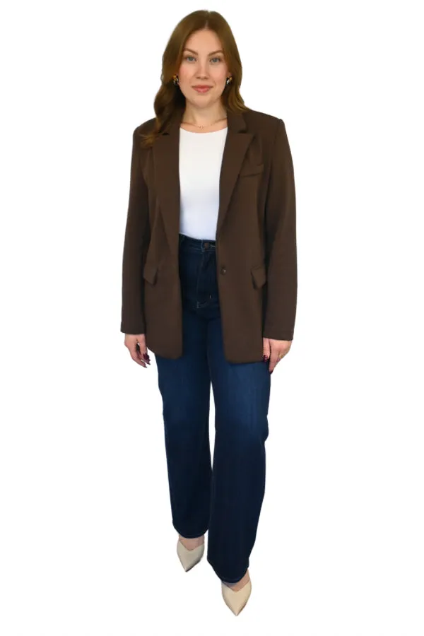 Chocolate Oversized Blazer sold by Valencia Boutique product image thumbnail 2