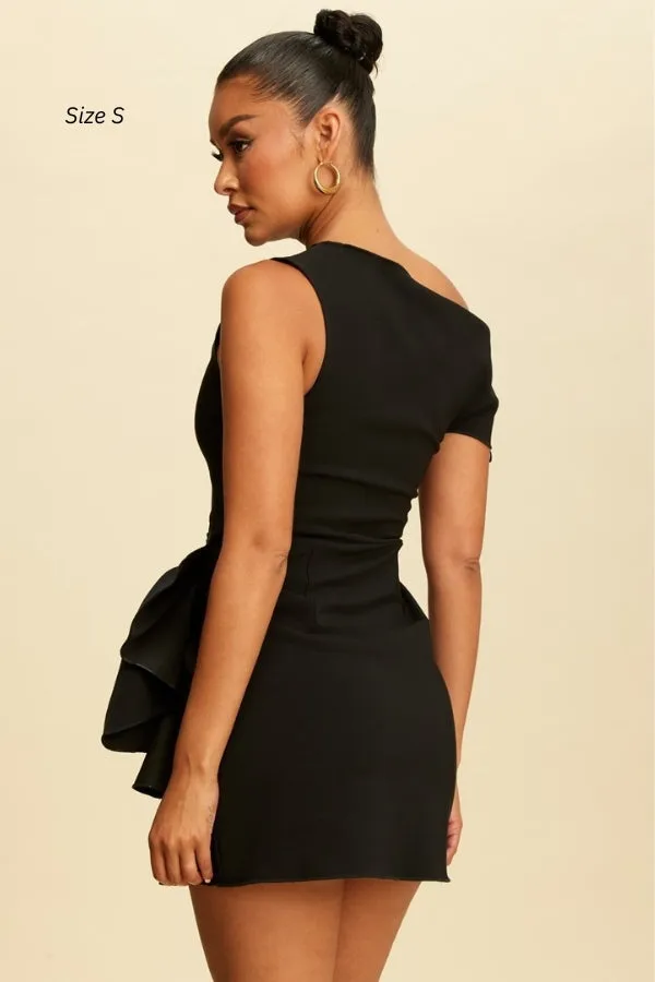 Asymmetrical Gathered Mini Dress (S-2X) sold by Valencia Boutique product image thumbnail 4