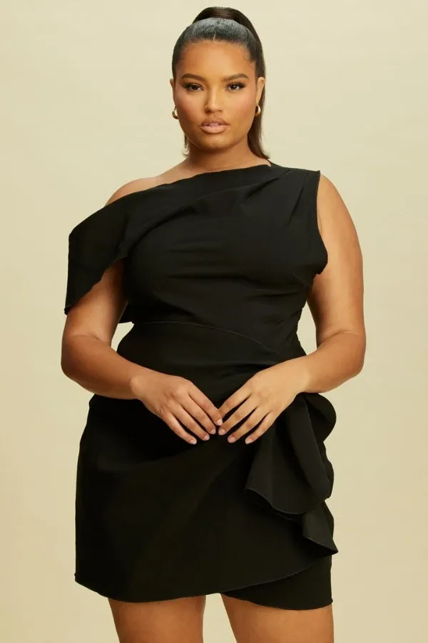 Asymmetrical Gathered Mini Dress (S-2X) sold by Valencia Boutique product image thumbnail 5
