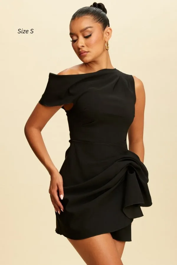 Asymmetrical Gathered Mini Dress (S-2X) sold by Valencia Boutique product image thumbnail 3