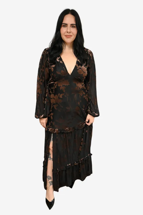Velvet Floral Midi Dress (S-3X) sold by Valencia Boutique product image thumbnail 2