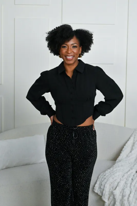 Cropped Corset Button Up sold by Valencia Boutique