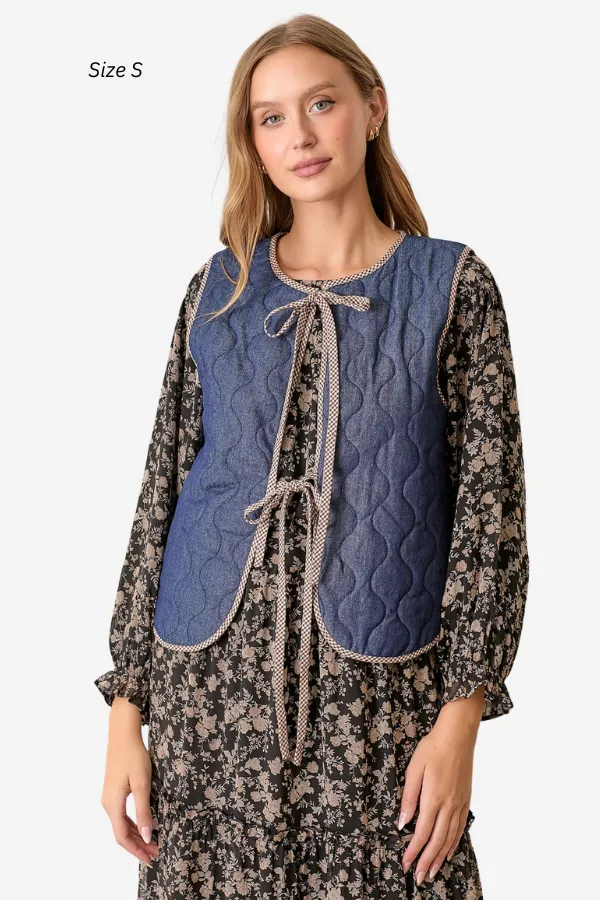 Quilted Denim Vest (S-3X) sold by Valencia Boutique product image thumbnail 5