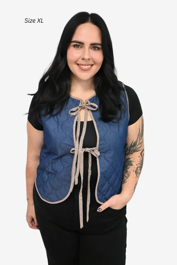 Quilted Denim Vest (S-3X) sold by Valencia Boutique product image thumbnail 2
