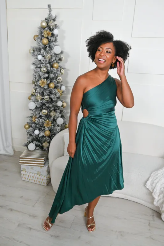 One Shoulder Pleated Dress sold by Valencia Boutique