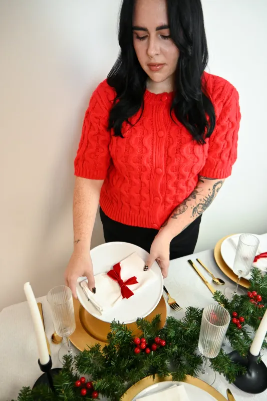 Cable Knit SS Cardigan (S-3X) sold by Valencia Boutique