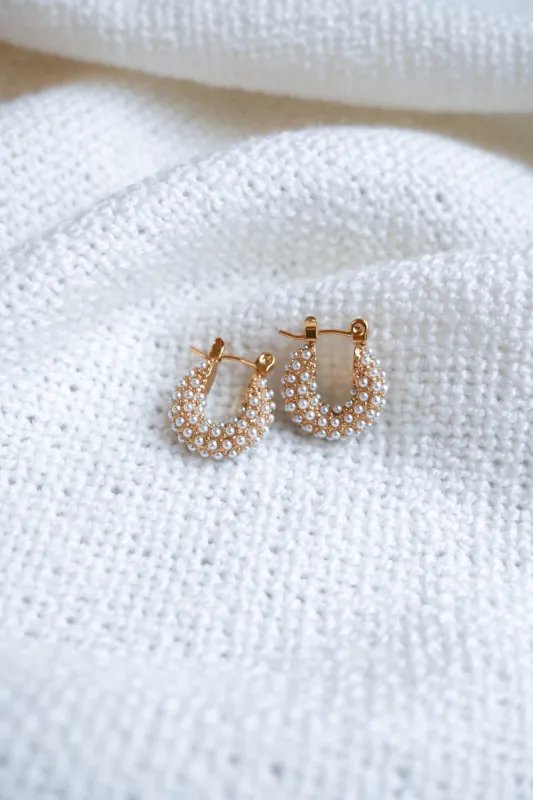 Mini Pearl Hoop sold by Valencia Boutique