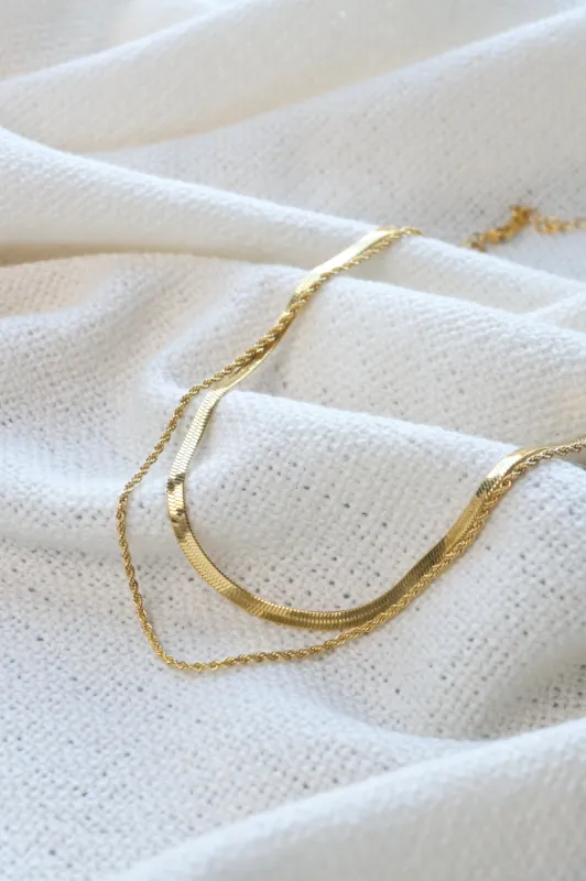 Layered Herringbone Rope Necklace sold by Valencia Boutique