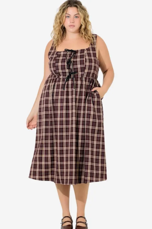 Plaid Ribbon Midi Dress (S-3X) sold by Valencia Boutique