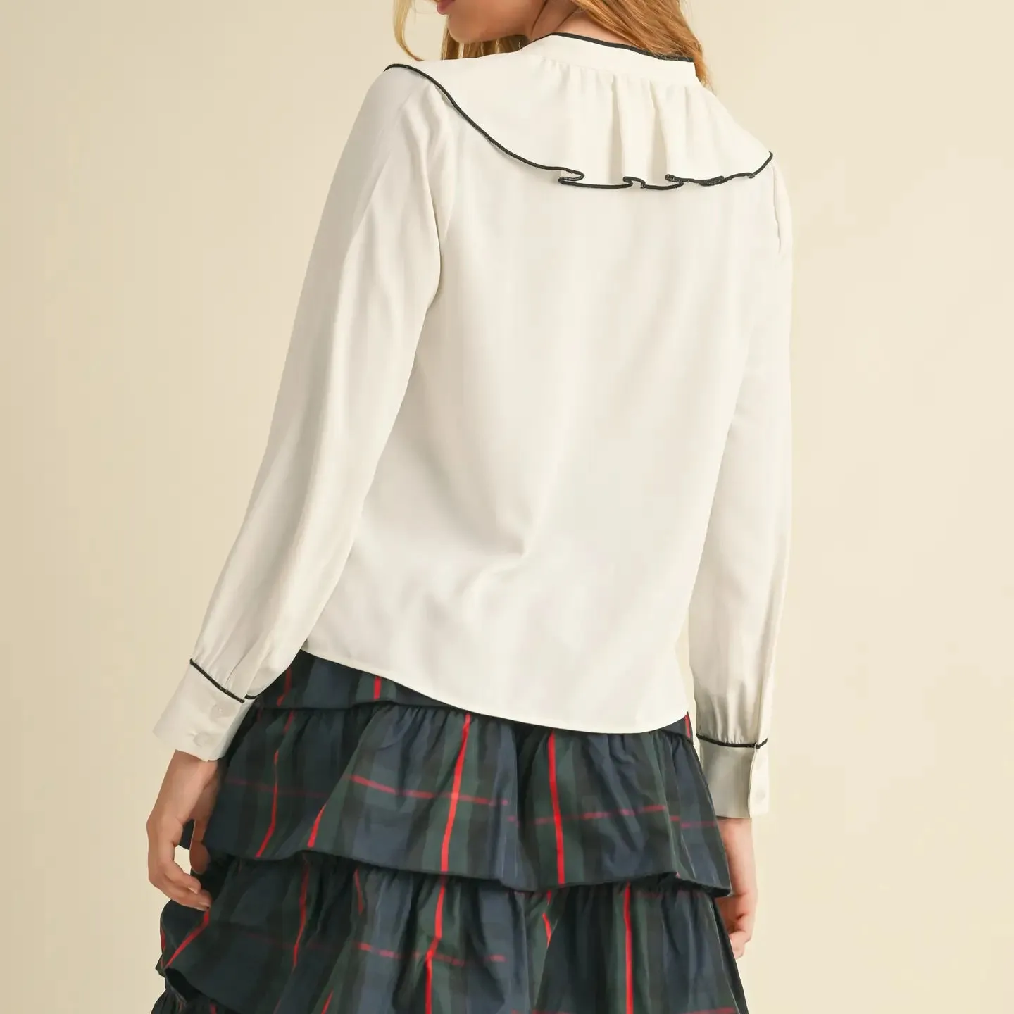 Ruffle Blouse with Piping sold by Valencia Boutique product image thumbnail 2
