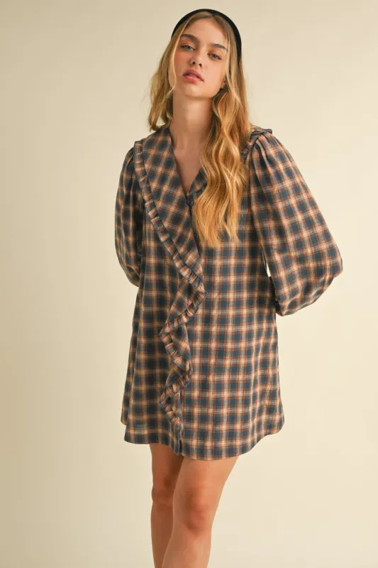 Plaid Ruffle Mini Dress sold by Valencia Boutique