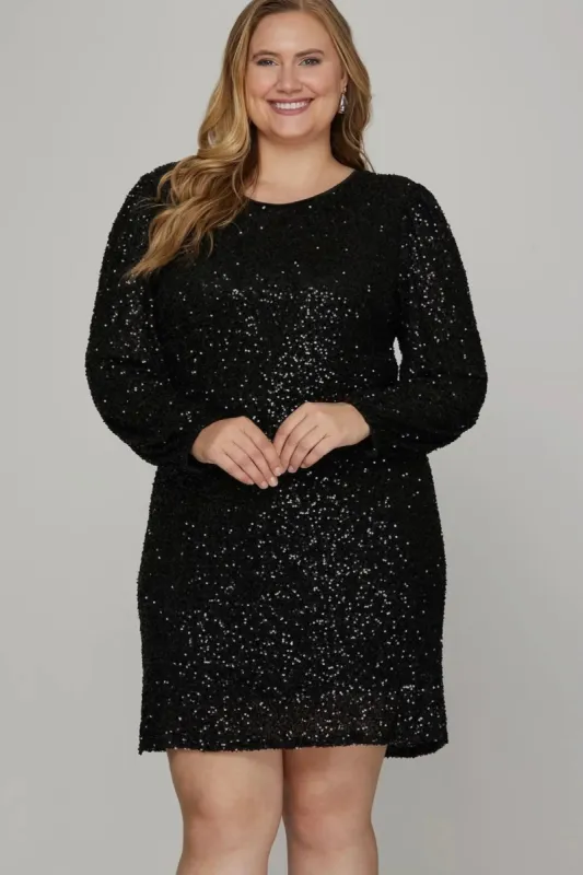 CURVE Sequin Shift Dress sold by Valencia Boutique