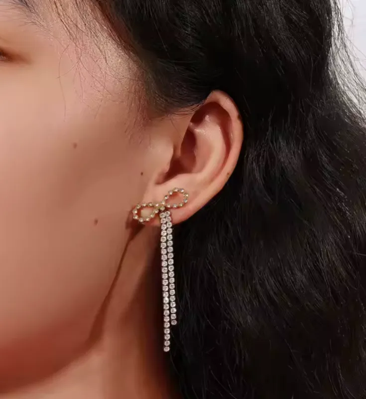 Crystal Bow Earring sold by Valencia Boutique