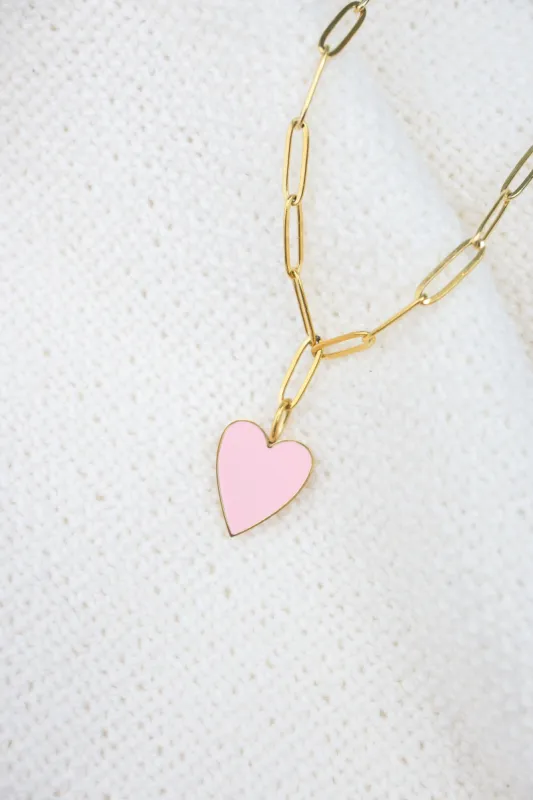 Heart Paperclip Chain Necklace sold by Valencia Boutique