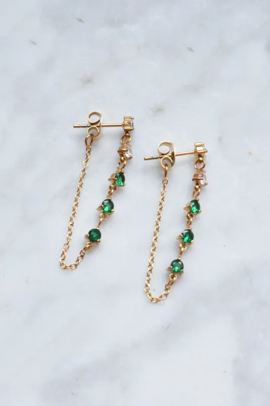 Emerald Chain Earring sold by Valencia Boutique