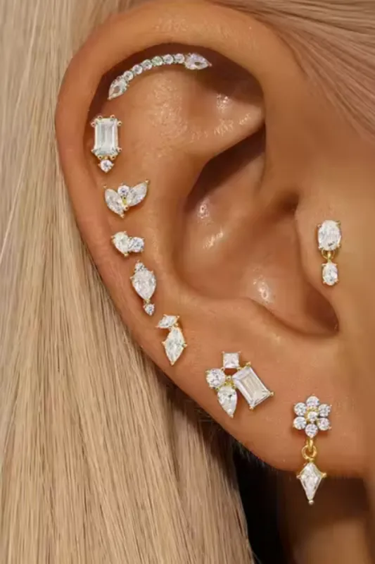 Crystal Cartilage Single Studs sold by Valencia Boutique