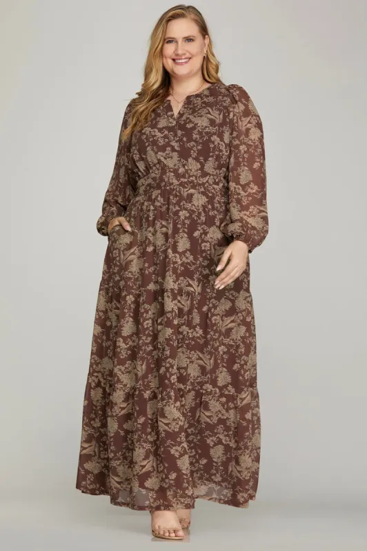 Floral Maxi Dress (S-2X) sold by Valencia Boutique