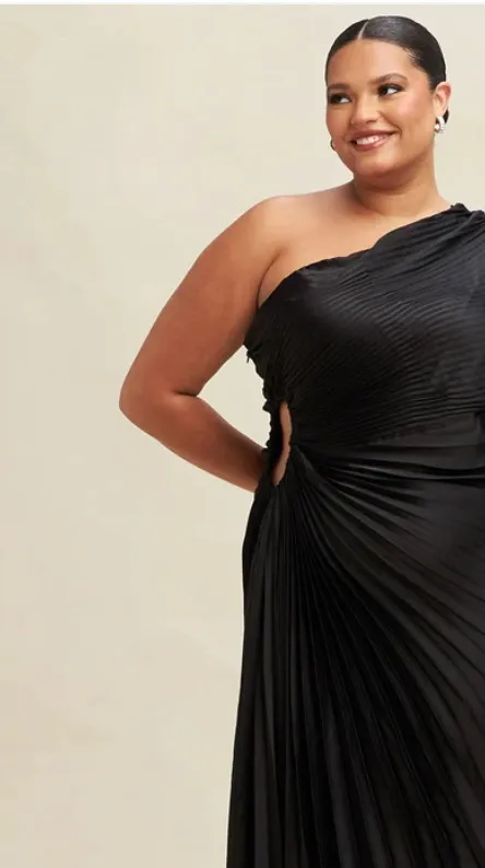 CURVE One Shoulder Pleated Midi sold by Valencia Boutique product image thumbnail 3