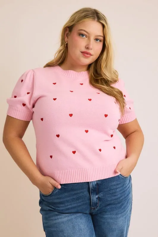 Heartthrob Short Sleeve Sweater (S-3X) sold by Valencia Boutique