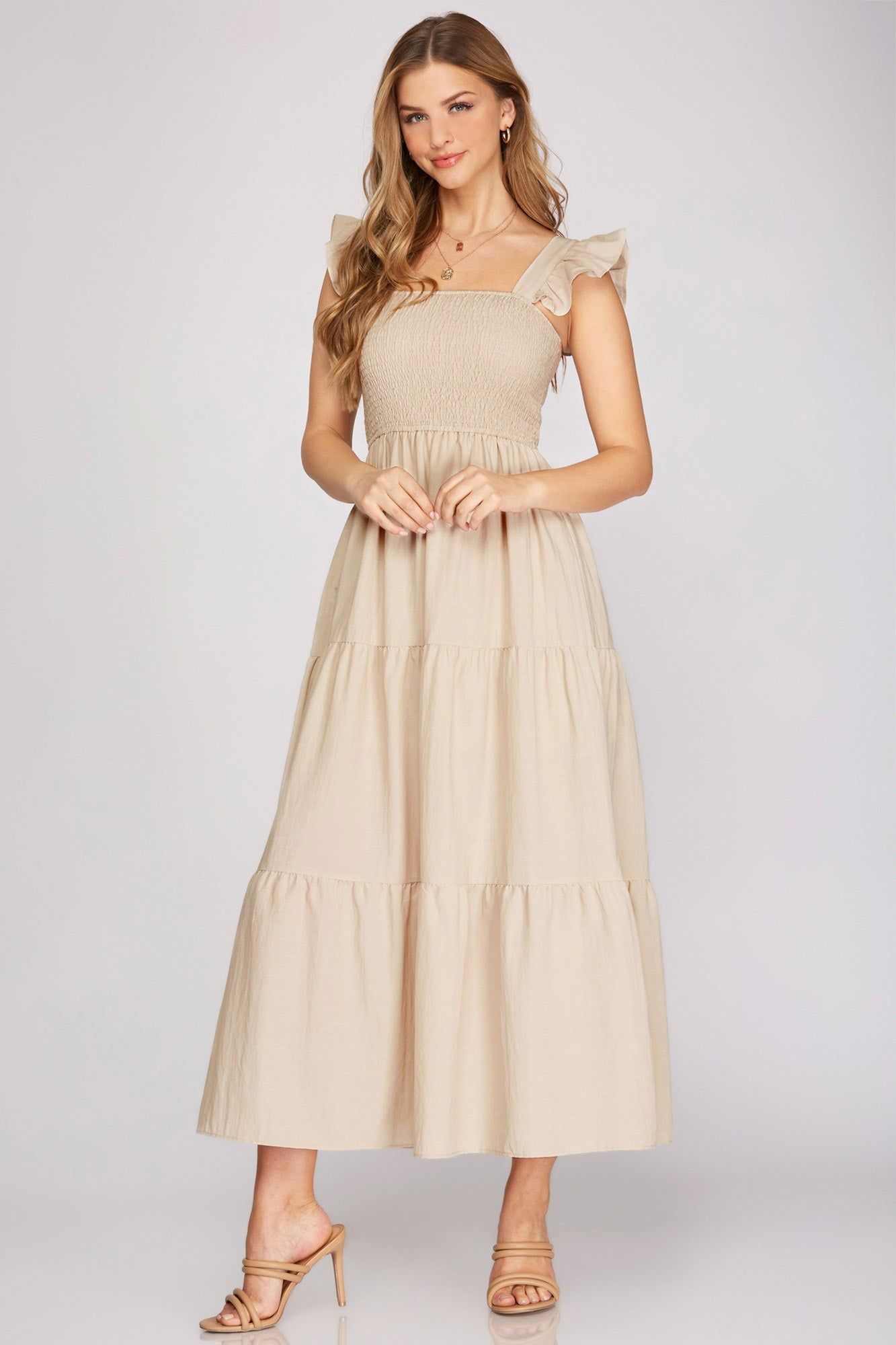 Ruffle Sleeve Midi Dress (S-2X) sold by Valencia Boutique product image thumbnail 3