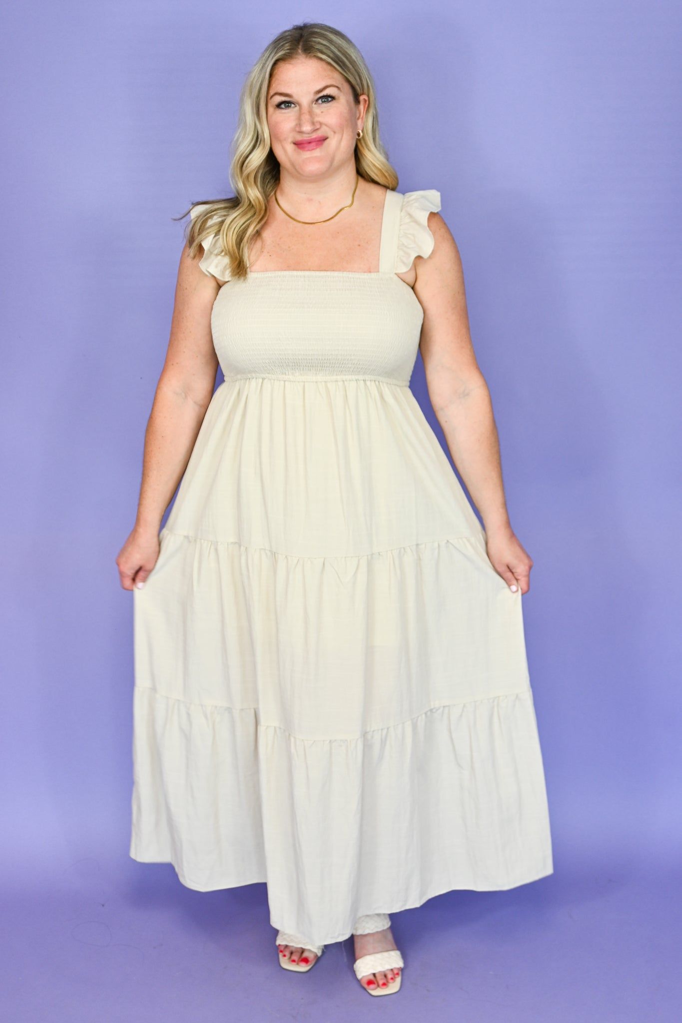 Ruffle Sleeve Midi Dress (S-2X) sold by Valencia Boutique product image thumbnail 2