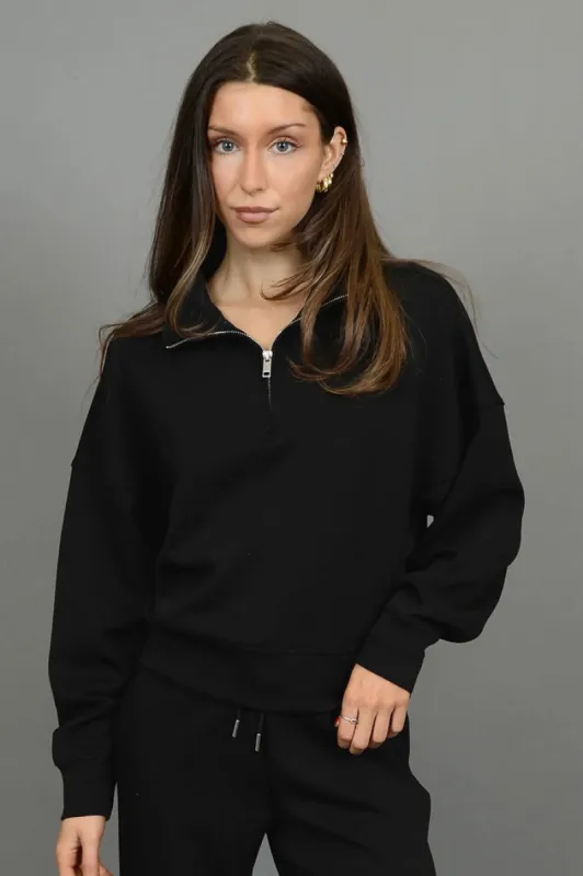 Mailyn Half Zip Scuba Sweater sold by Valencia Boutique