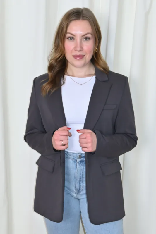 Grey Oversized Blazer sold by Valencia Boutique