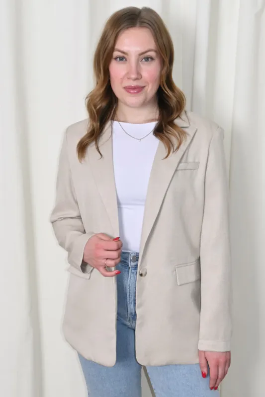 Classic Tan Blazer sold by Valencia Boutique