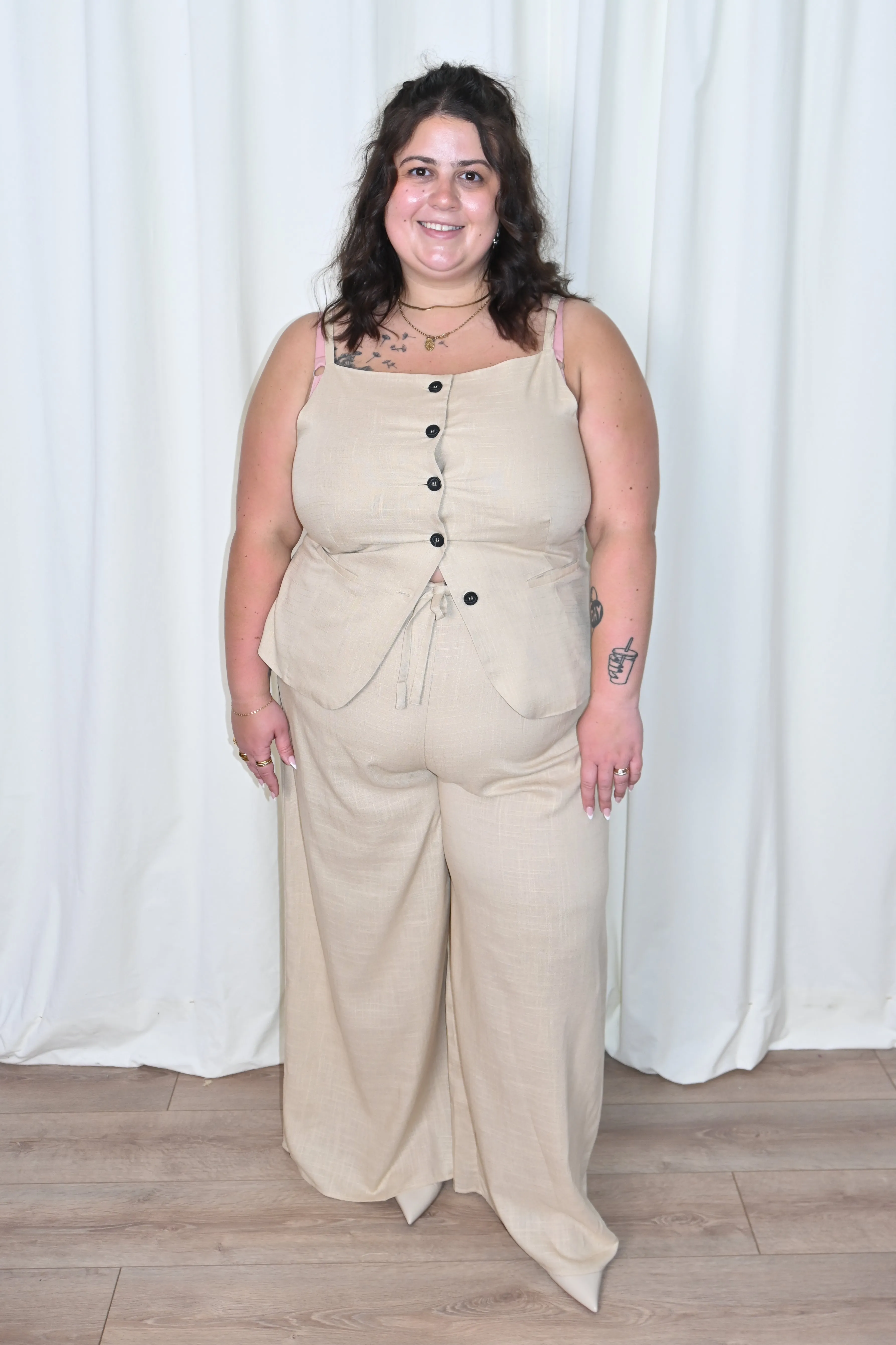 Linen Button Front Vest (S-3X) sold by Valencia Boutique product image thumbnail 5