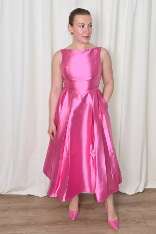 Fuchsia A-line Midi Dress sold by Valencia Boutique