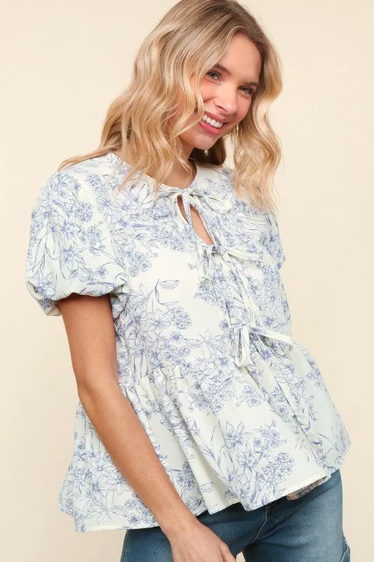 Floral Tie Detail Top (S-3X) sold by Valencia Boutique product image thumbnail 5