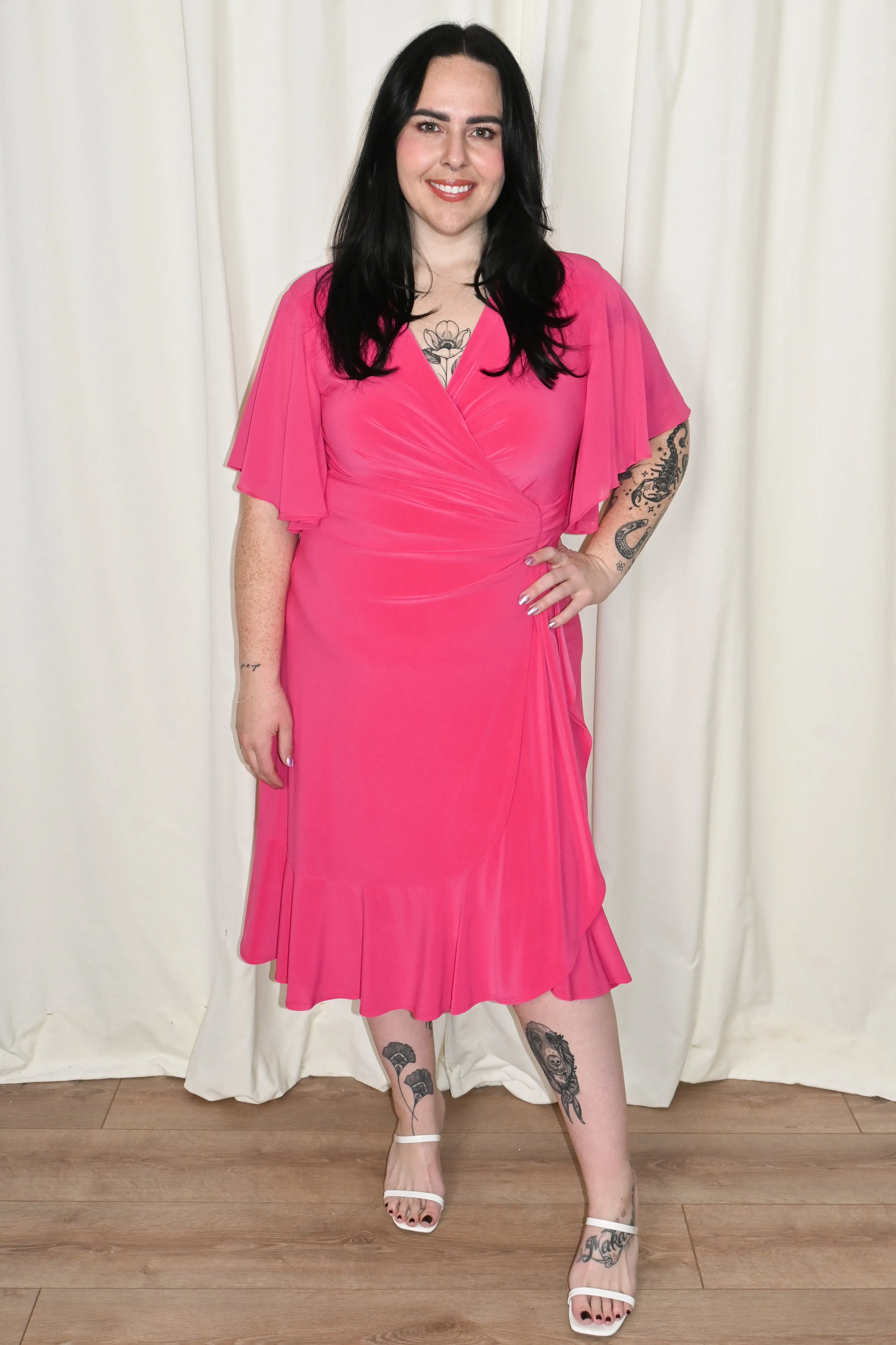 CURVE Chiffon Flowy Faux Wrap Dress sold by Valencia Boutique product image thumbnail 2