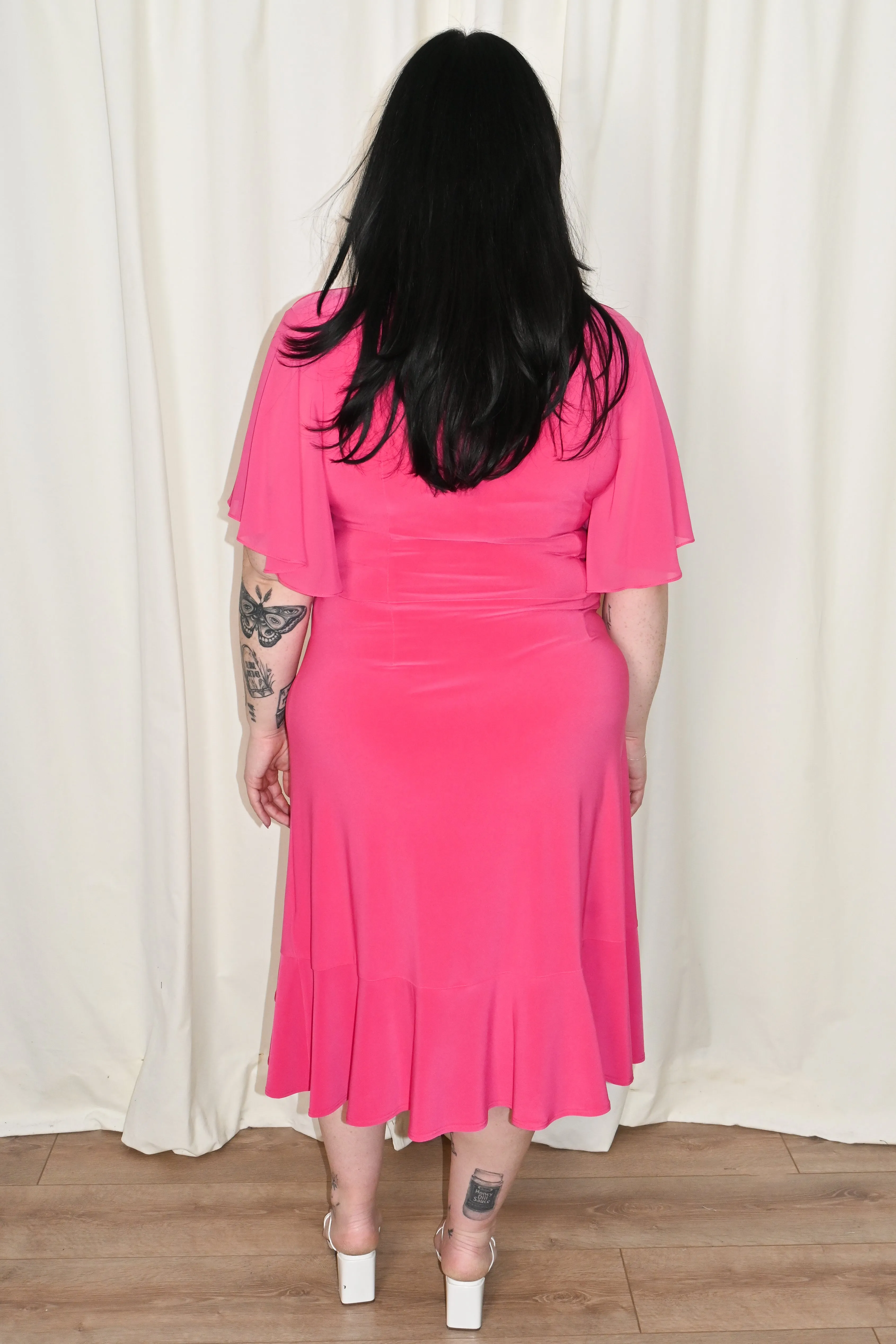 CURVE Chiffon Flowy Faux Wrap Dress sold by Valencia Boutique product image thumbnail 4