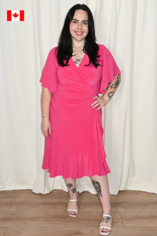 CURVE Chiffon Flowy Faux Wrap Dress sold by Valencia Boutique