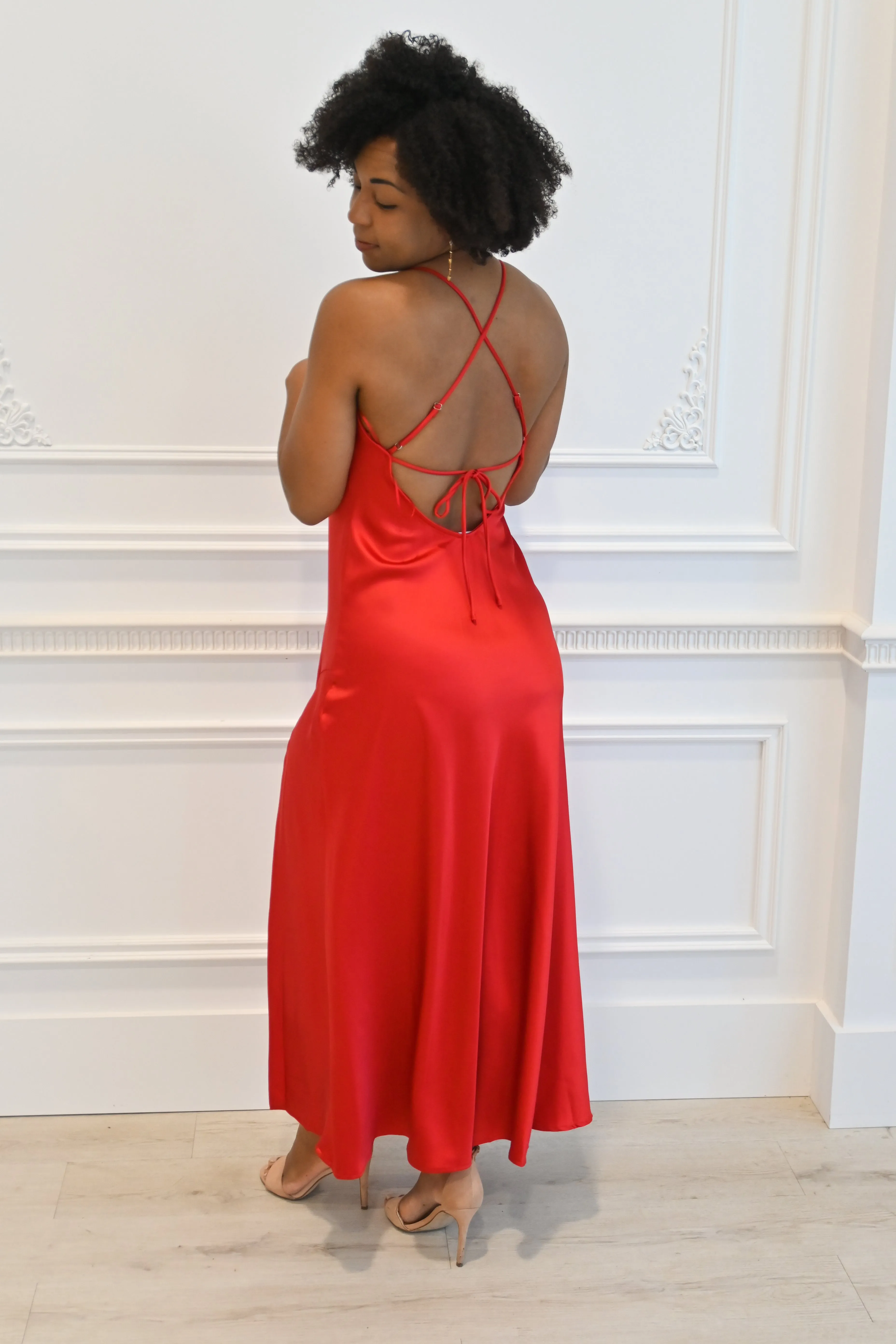 Low Back Satin Slip Dress sold by Valencia Boutique product image thumbnail 2