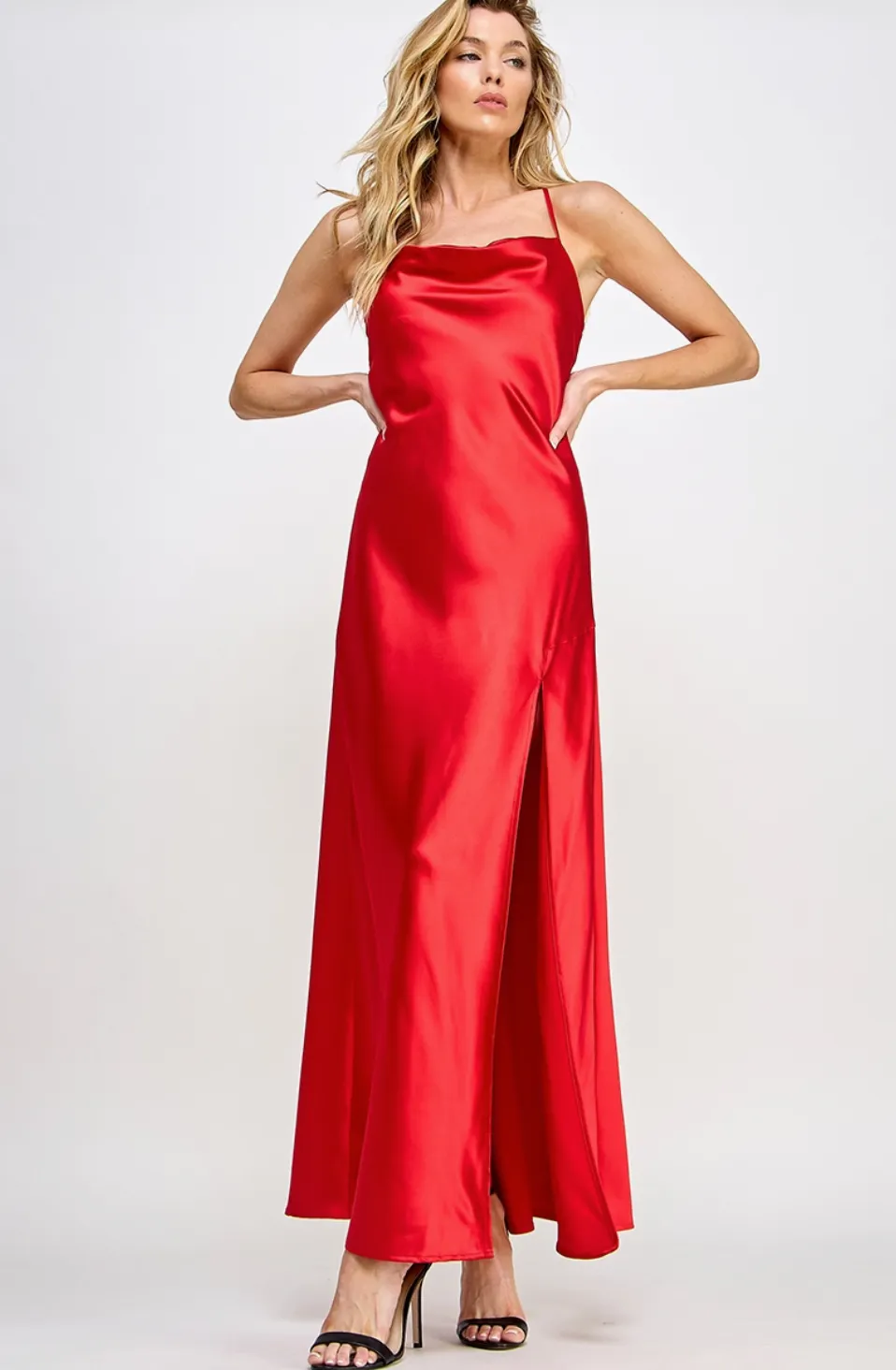 Low Back Satin Slip Dress sold by Valencia Boutique product image thumbnail 3