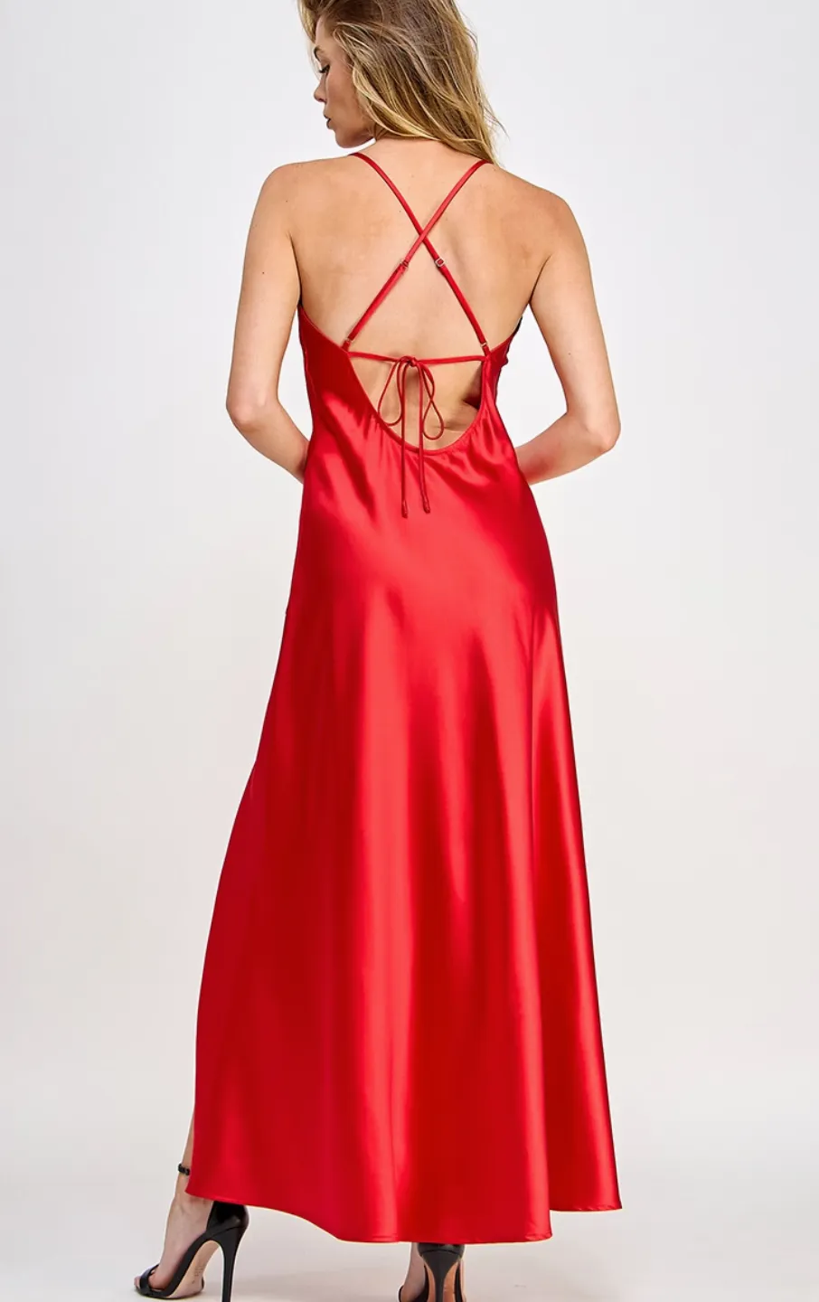 Low Back Satin Slip Dress sold by Valencia Boutique product image thumbnail 4