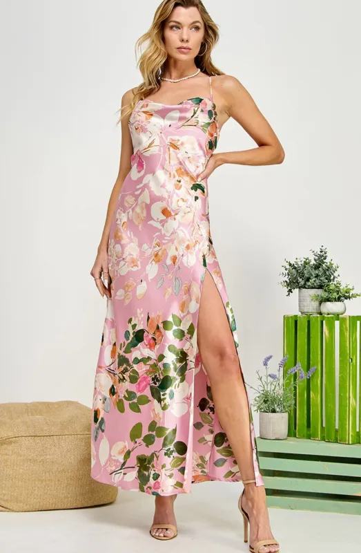 Low Back Floral Slip Dress sold by Valencia Boutique